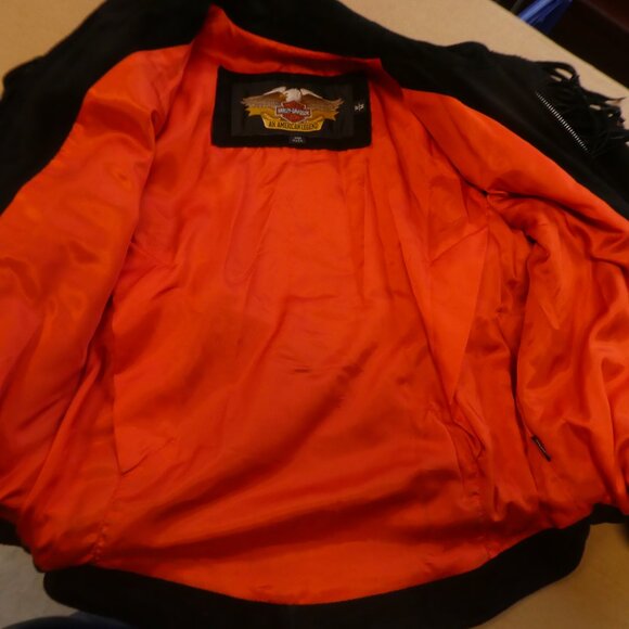 Harley Davidson Suede Jacket Black/Orange - Picture 11 of 13